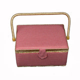 Nähkorb Set rot/weiß, Landhaus (1x groß und 1x mittel) und Accessoires Box (mit Zubehör)