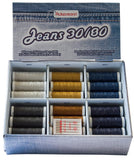 Das ACKERMANN® Nähfaden-Set JEANS (30/80) enthält 36 Spulen hochwertigen Nähfadens und 5 Organ Jeans-Nähnadeln, alles verpackt in einer Verpackung im Denim-Look. Dieses vielseitige Set eignet sich ideal für sichere und verantwortungsbewusste Nähprojekte und ist nach dem OEKO-TEX STANDARD 100 zertifiziert.