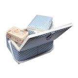 Nähkorb-Set blau, weiss gepunktet (1x groß und 1x mittel) und Accessoires Box (mit Zubehör)