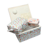 Nähkorb-Set Blumenmuster rot (1x groß und 1x mittel) und Accessoires Box (mit Zubehör)