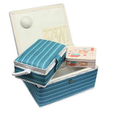 Nähkorb Set bunt weis,blau,schwarz,grün (1x groß und 1x mittel) und Accessoires Box (mit Zubehör)