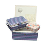 Nähkorb Set bunt weis,lila,blau,schwarz, (1x groß und 1x mittel) und Accessoires Box (mit Zubehör