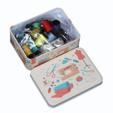 Nähkorb Set rot/weiß, Landhaus (1x groß und 1x mittel) und Accessoires Box (mit Zubehör)
