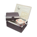 Nähkorb-Set bunt weis,braun,schwarz (1x groß und 1x mittel) und Accessoires Box (mit Zubehör)