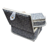 Nähkorb-Set Blumenmuster blau, weiss (1x groß und 1x mittel) und Accessoires Box (mit Zubehör)