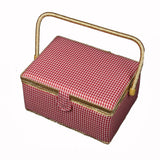 Nähkorb Set rot/weiß, Landhaus (1x groß und 1x mittel) und Accessoires Box (mit Zubehör)