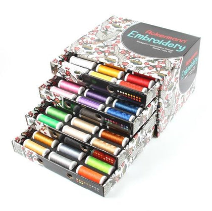 ACKERMANN® EMBROIDERY Box - Stickgarn, 72x Farben a 260m, Stärke 40